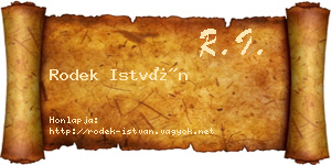 Rodek István névjegykártya